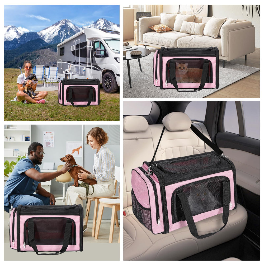 Discala pink travel-ready cat carrier for everyday use