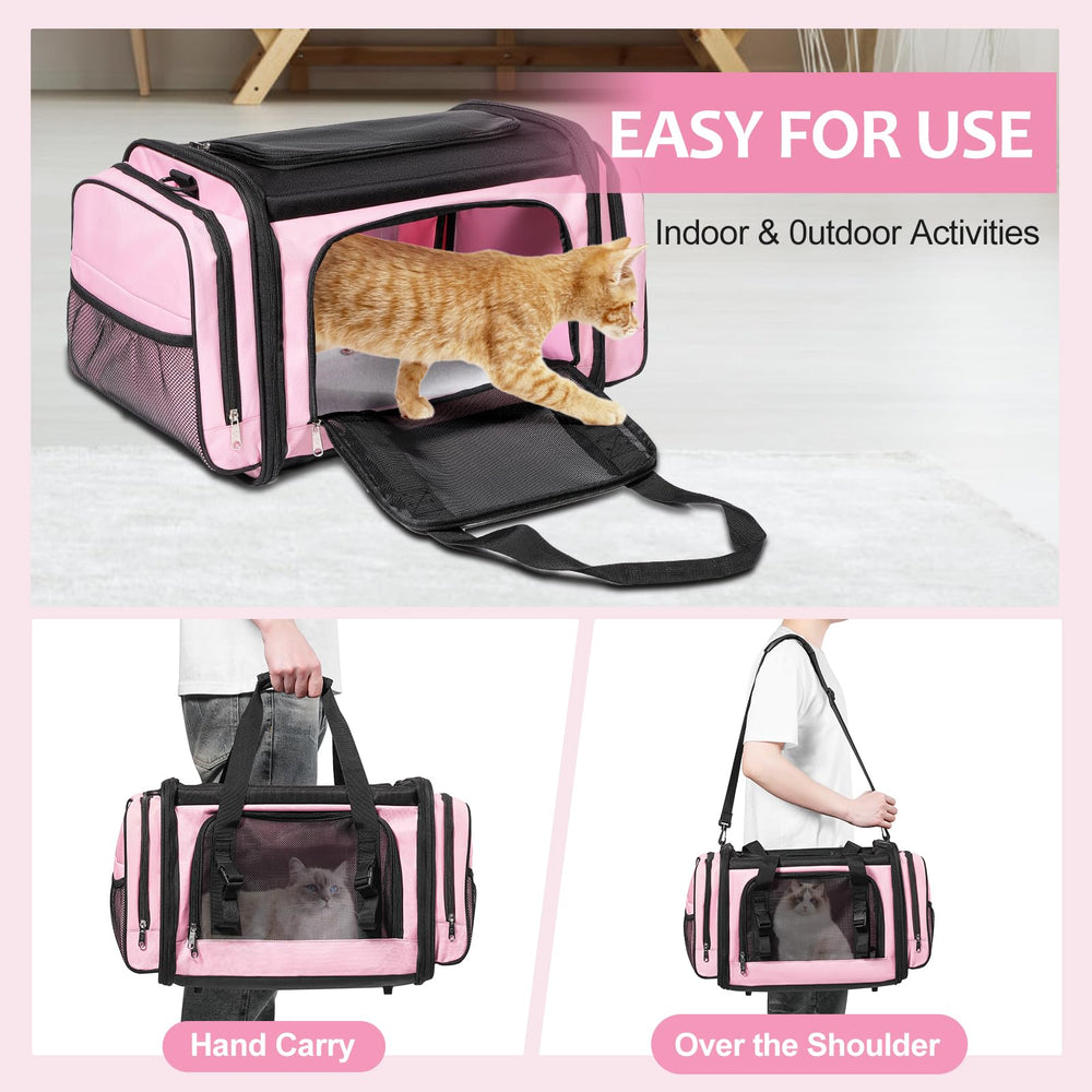 Discala cat carrier shoulder strap demonstrates versatile carrying options.