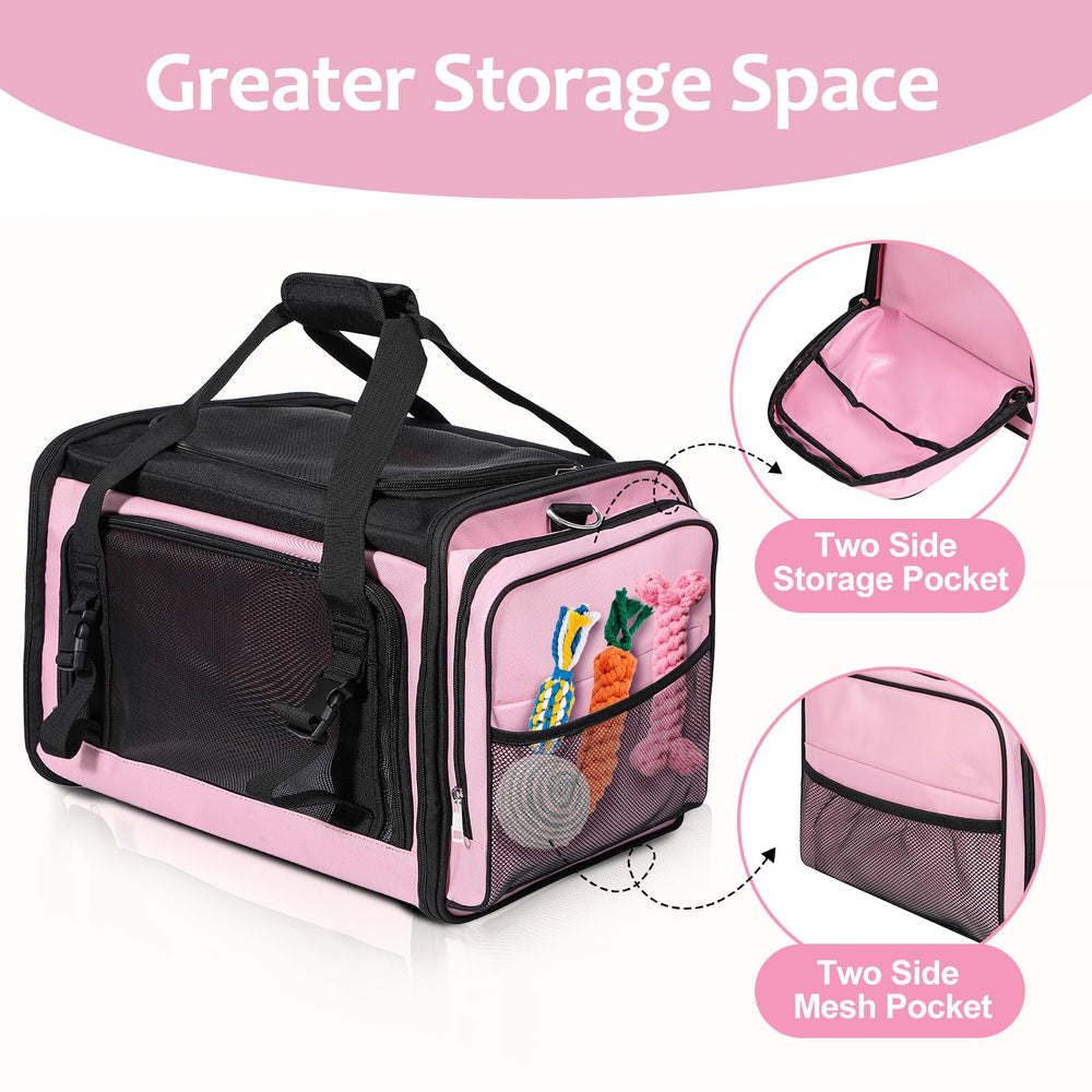 Discala cat carrier side storage pockets for pet essentials