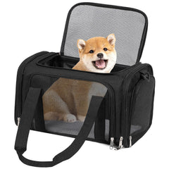 Discala cat dog carrier side view demonstrates compact design for easy travel with small pets.