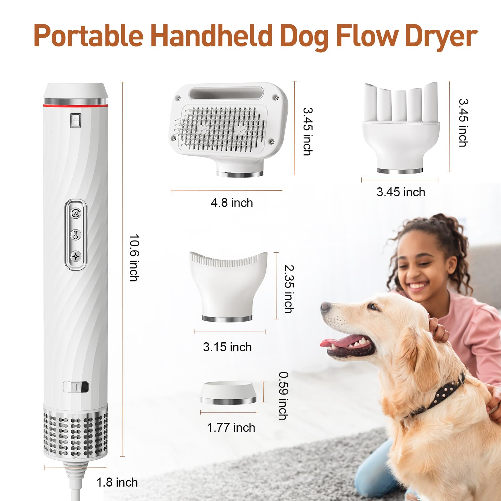 Discala dog dryer with cold/hot modes and NTc control