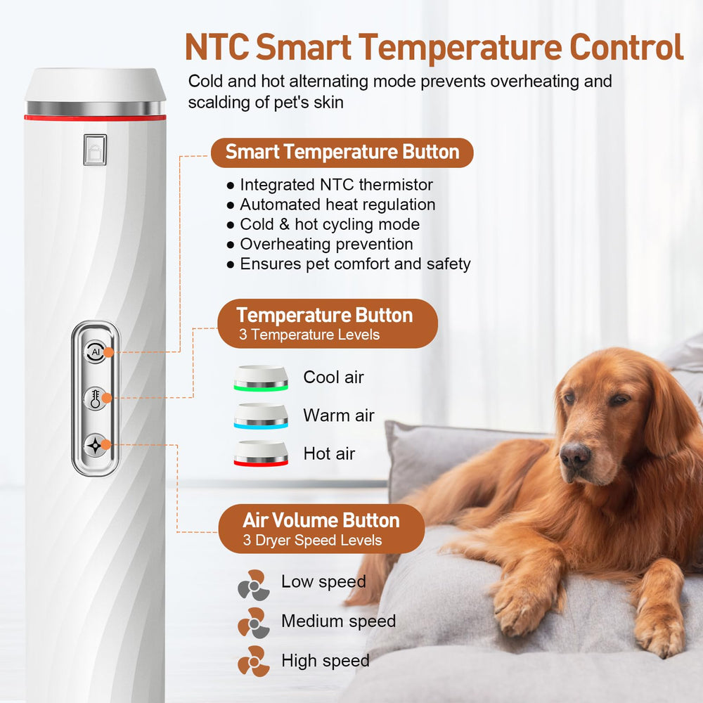 Discala dog dryer safety features include overheat protection