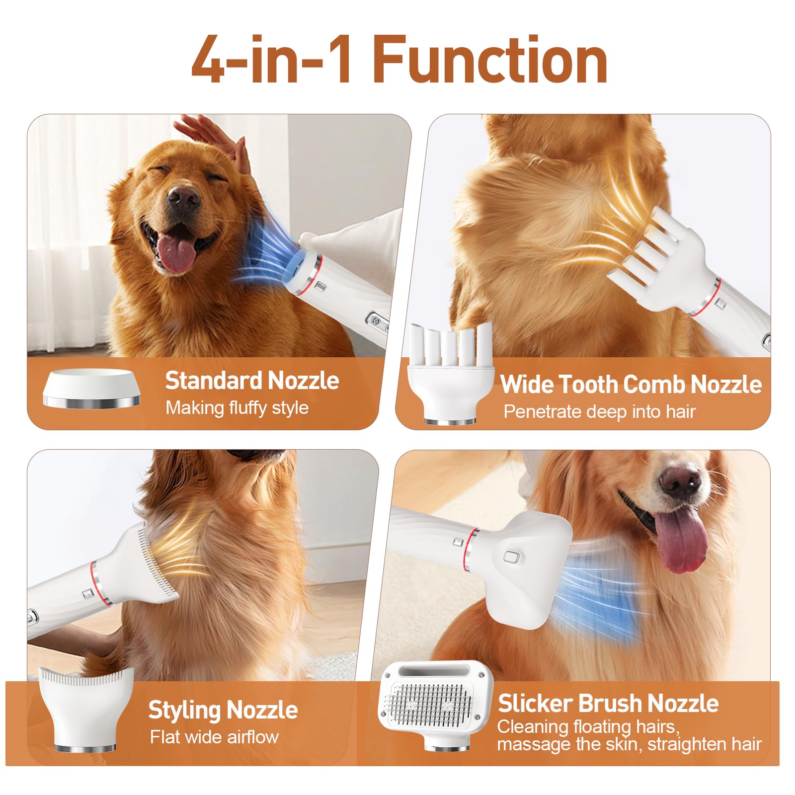 Discala dryer attachments nozzles, versatile drying options for different fur types