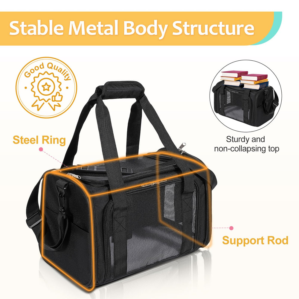 Discala foldable carrier for travel stores compactly when not in use.
