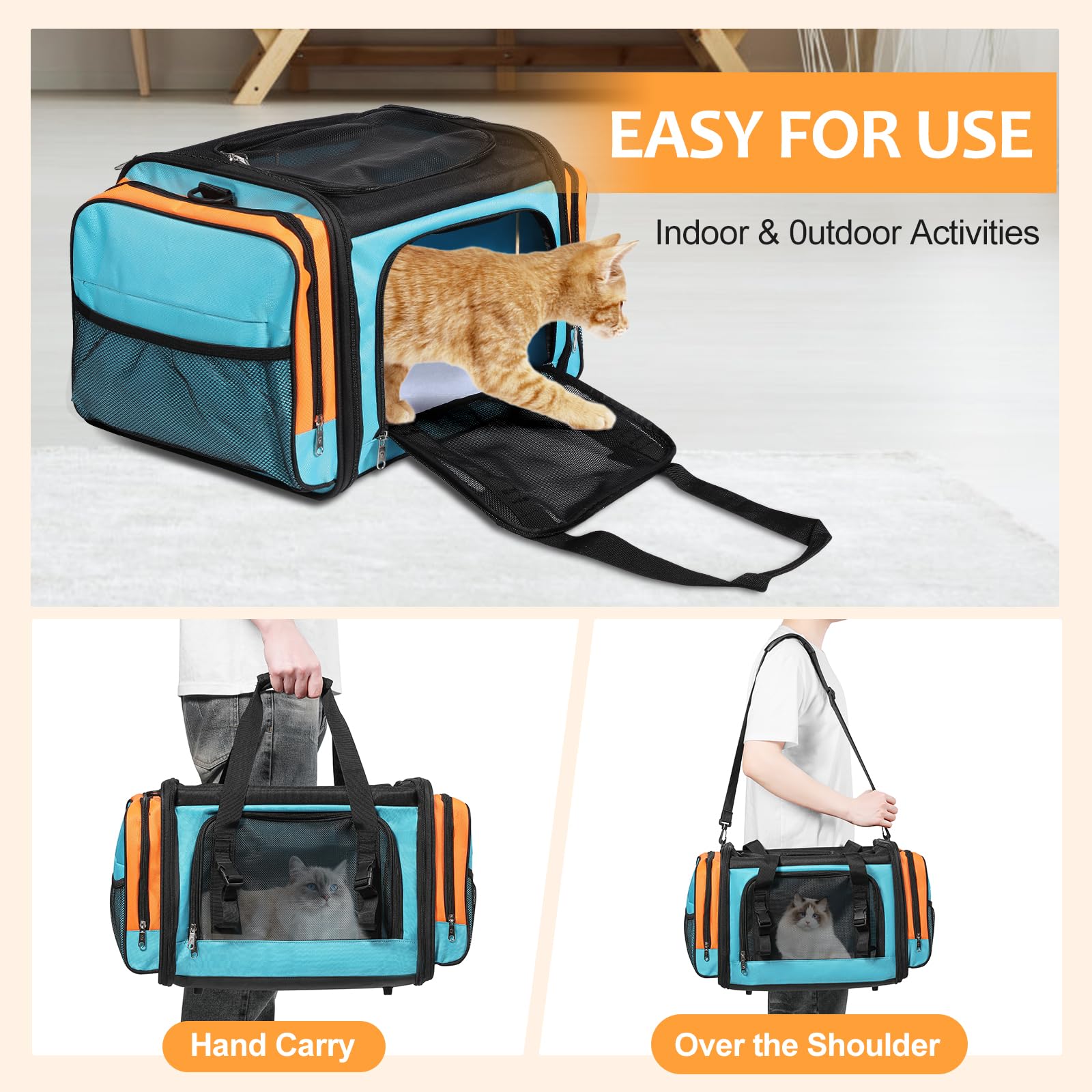 Discala Large Cat Carrier front buckle detail ensuring secure car travel
