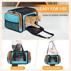 Discala Large Cat Carrier front buckle detail ensuring secure car travel