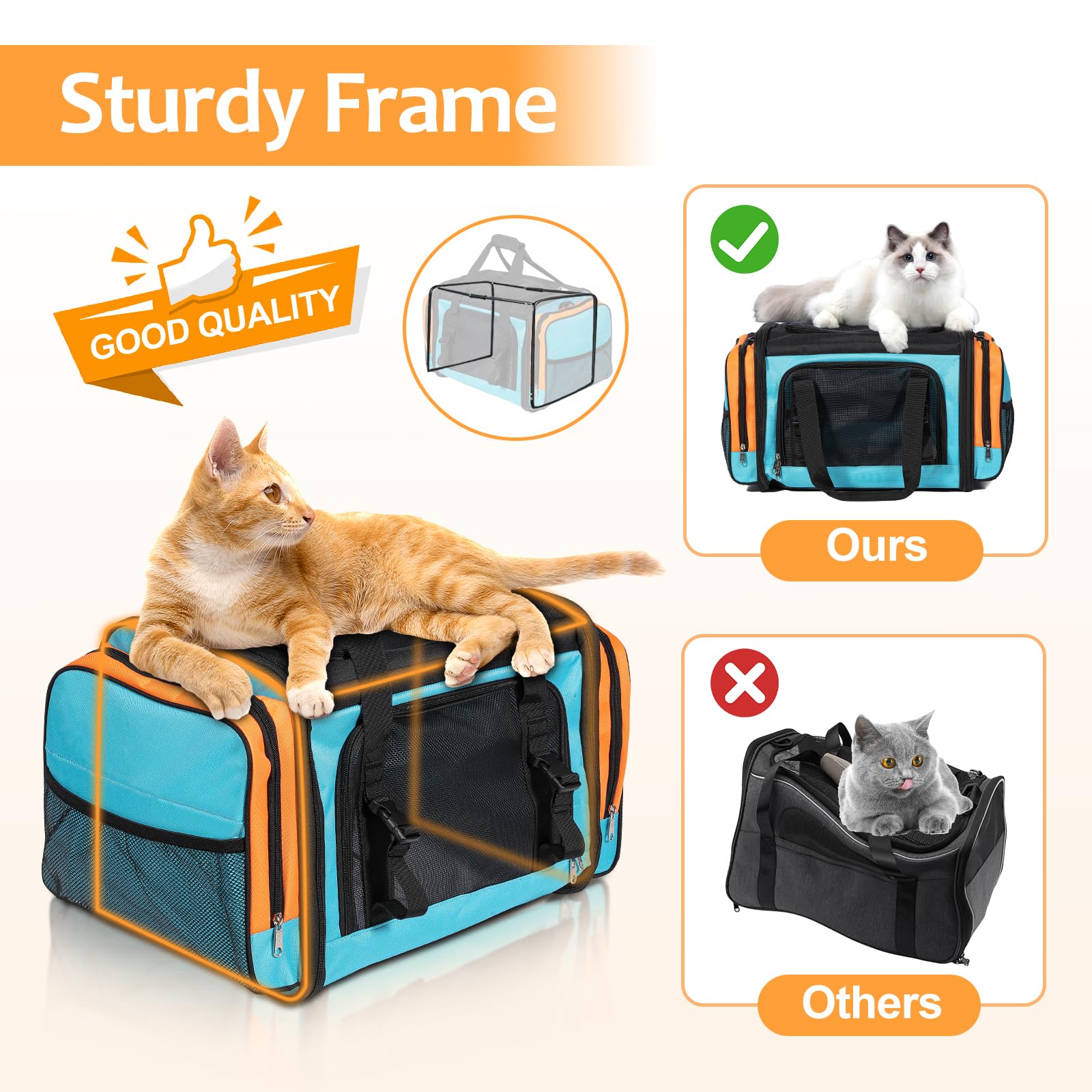 Discala Large Cat Carrier storage pockets for accessories and treats