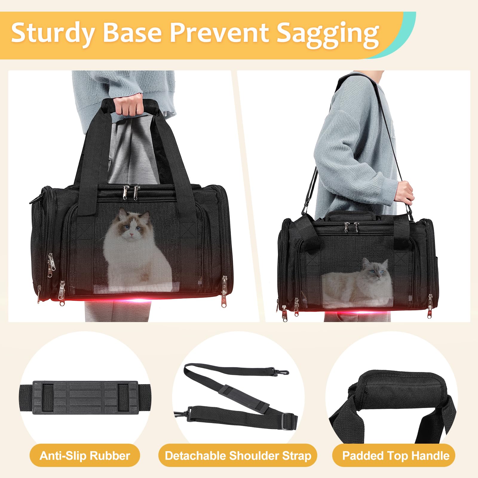 Discala sturdy tear-resistant fabric ensures durability for daily pet travel.