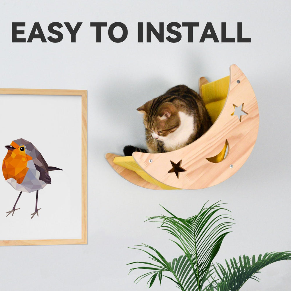 DITOSH Moon Bed wall-mounted cat perch use demonstrates elevated viewing