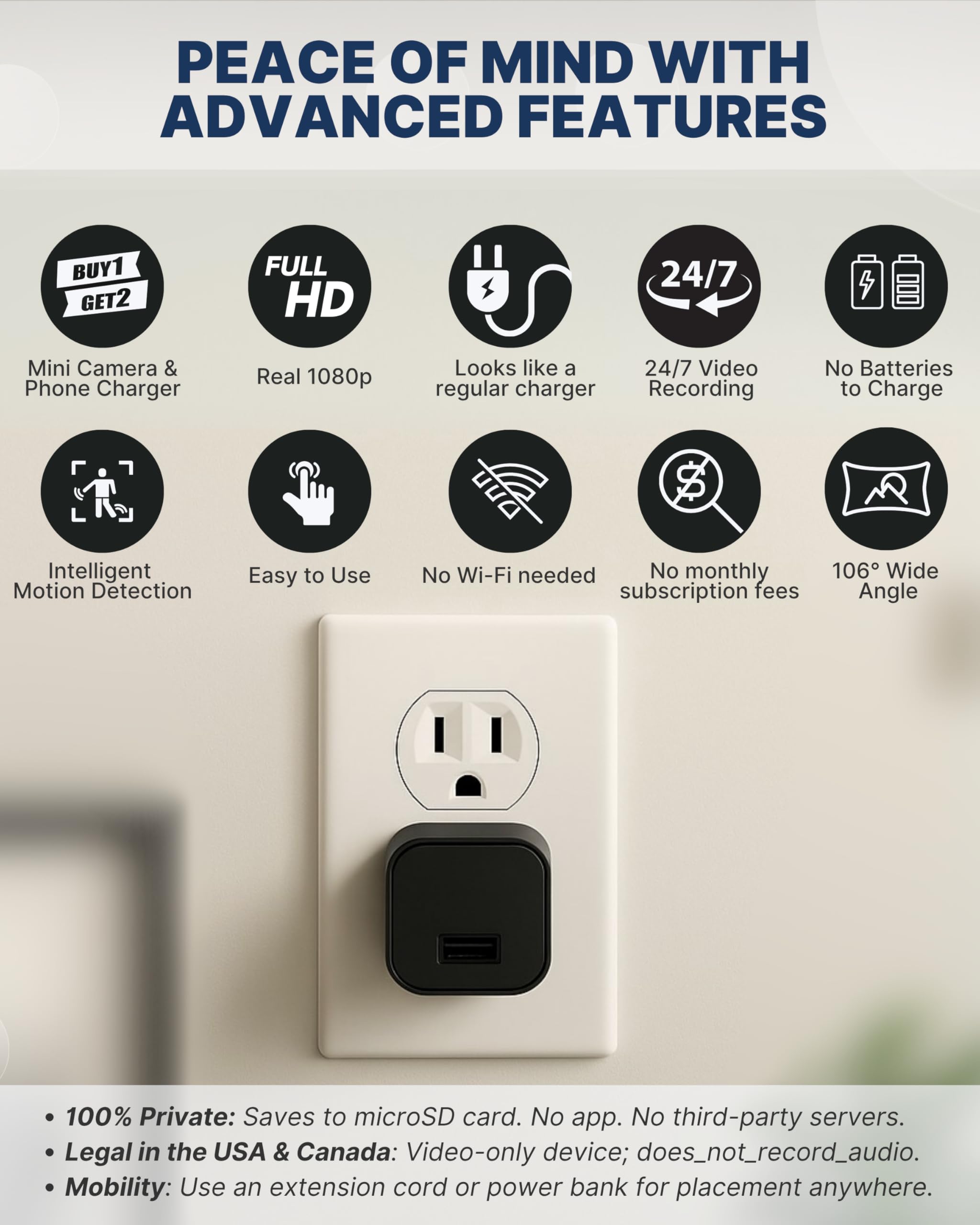 DIVINEEAGLE plug-in dome camera no-wifi-setup highlights offline privacy and local storage