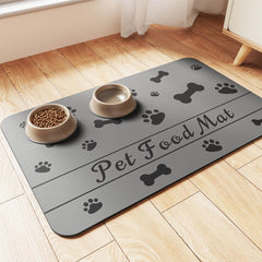 DK177 Pet Feeding Mat with absorbent bones design captures spills and prevents mess