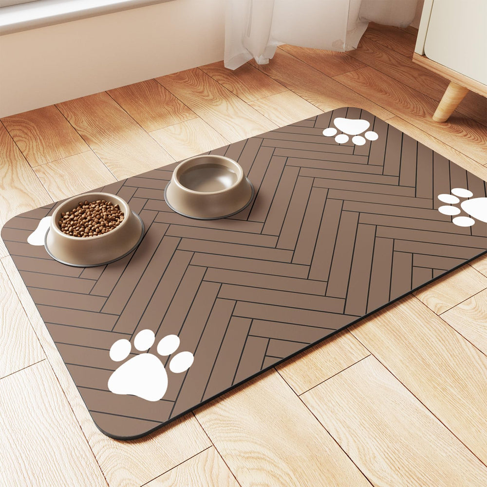 DK177 Pet Feeding Mat with absorbent surface capturing spills for a cleaner floor