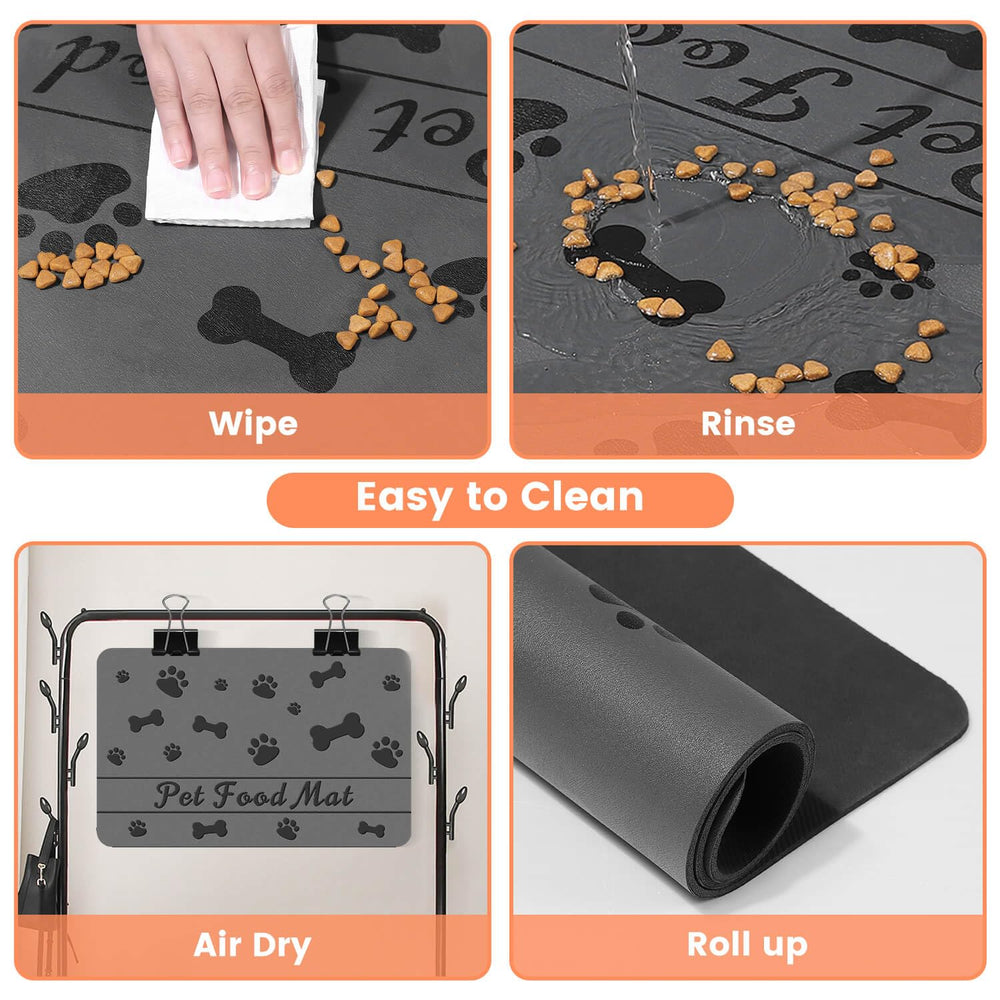 DK177 pet feeding mat easy-clean surface resists hair and dust buildup.