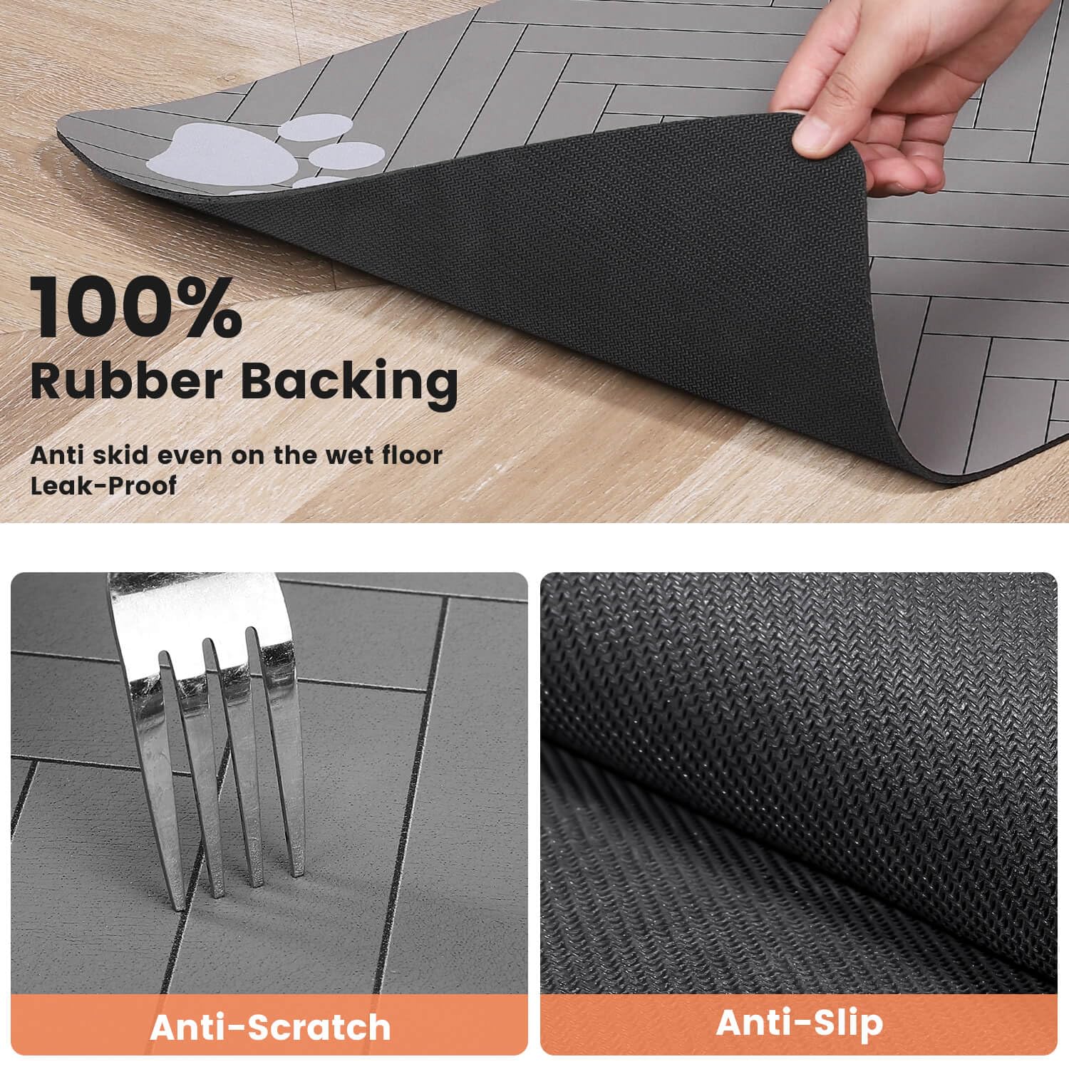 DK177 pet feeding mat easy to clean surface resists hair and dust