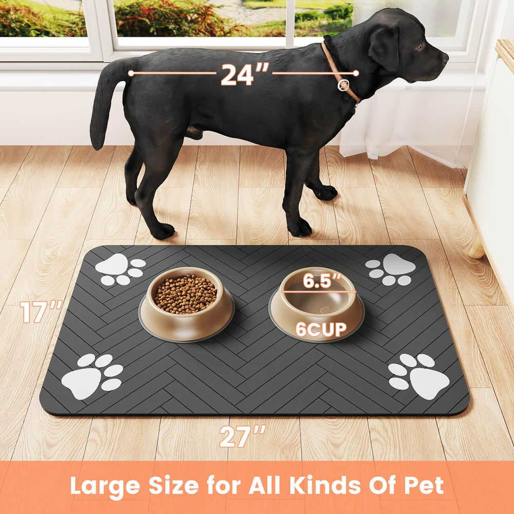DK177 Pet Feeding Mat 27x17-inches-beige size fits most bowls.