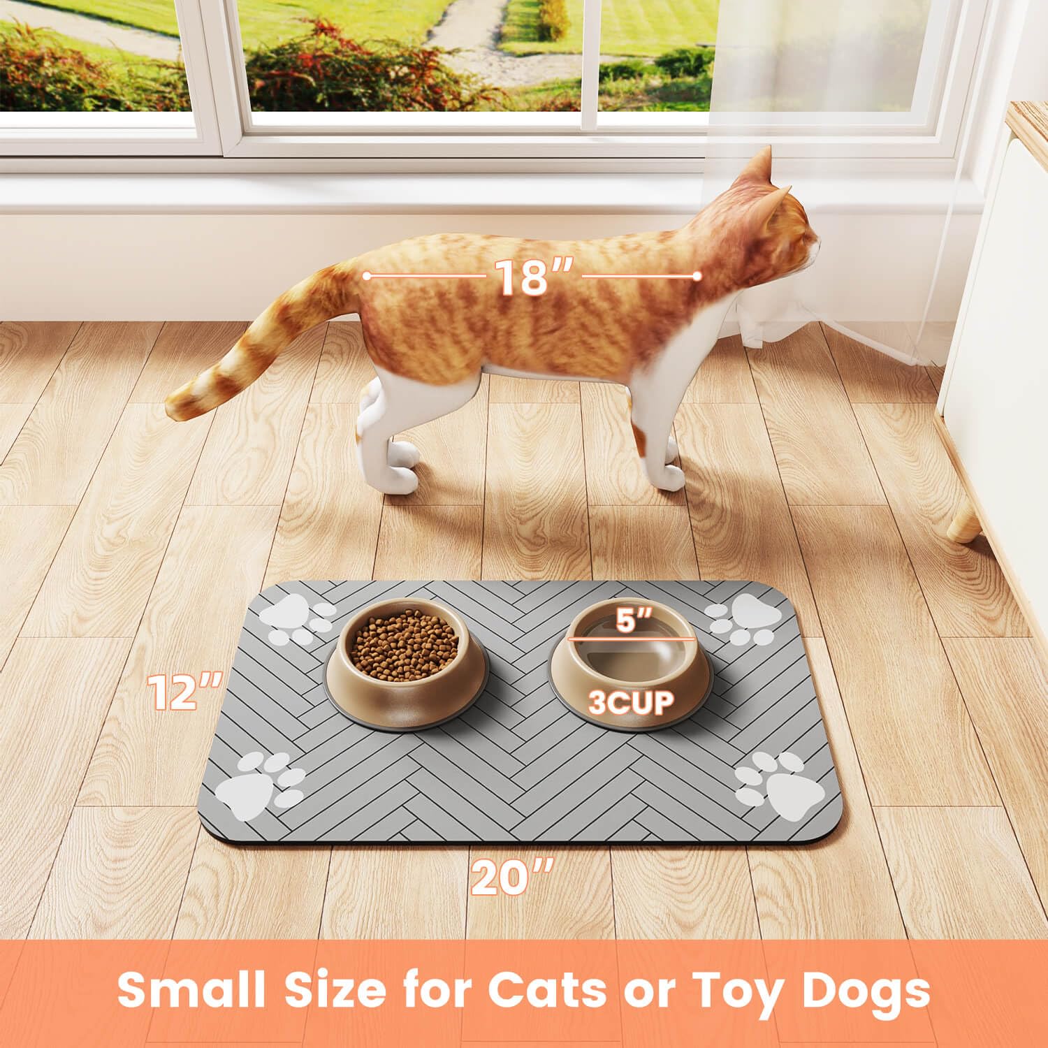 DK177 pet feeding mat size 27x17 inches fits most bowls