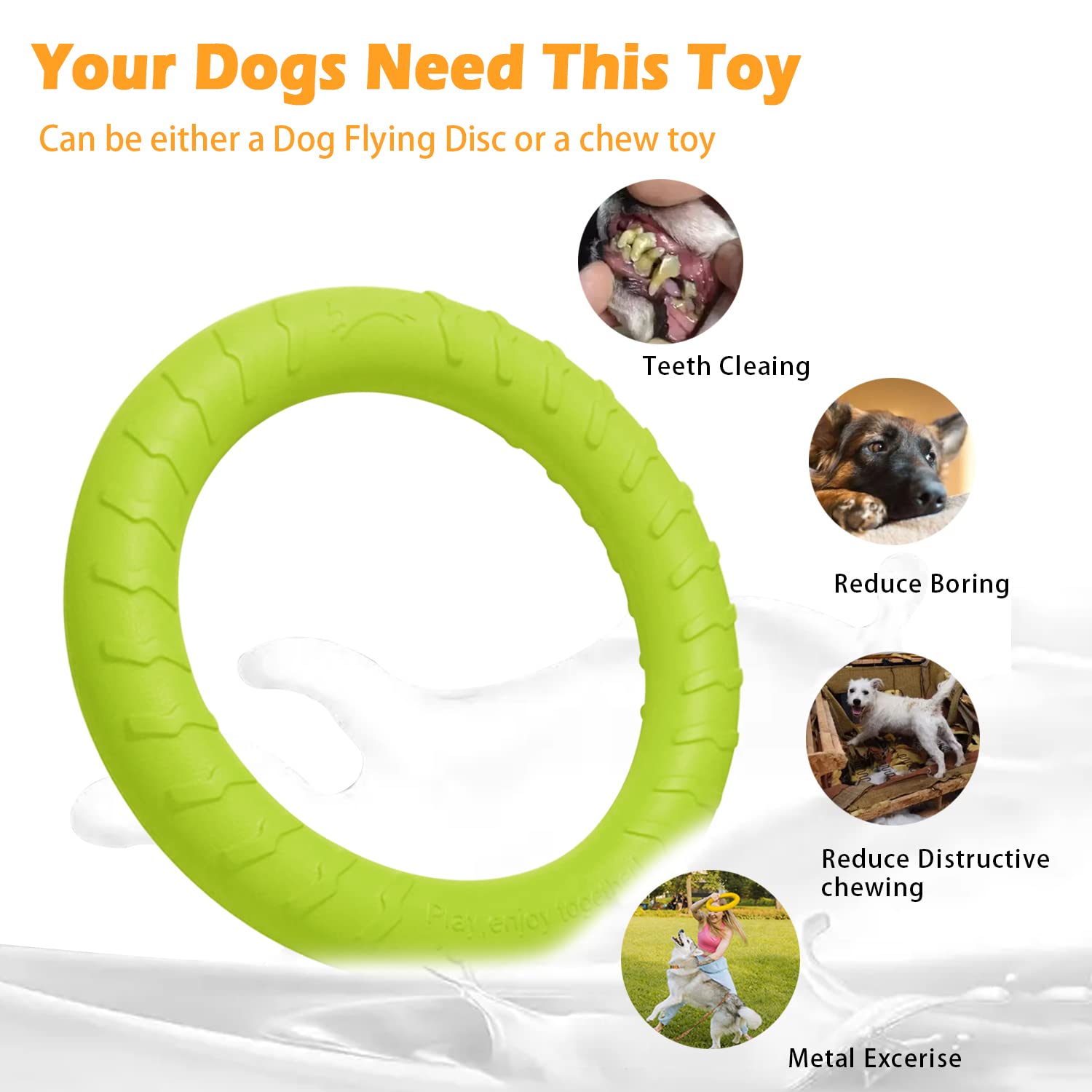 DLDER EVA-material dog toy shown in action, easy to clean and durable.