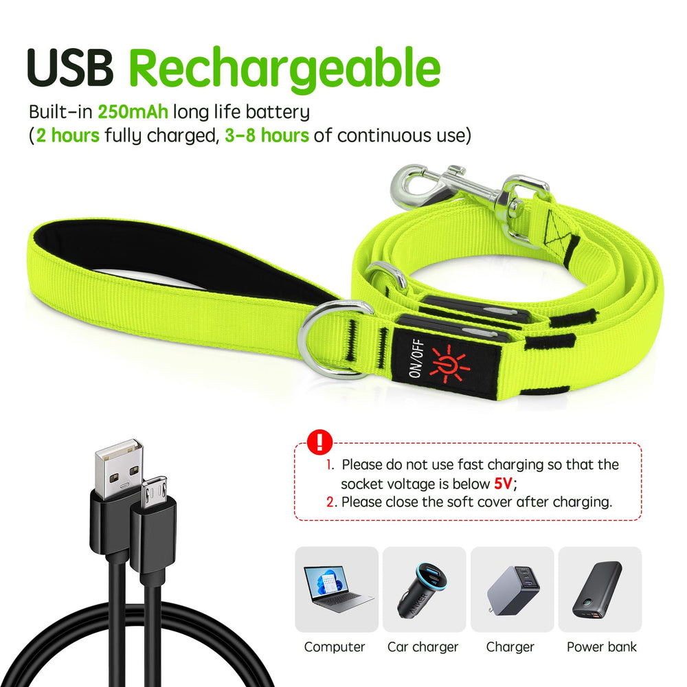 Dlitk rechargeable LED leash 6ft for extended nighttime visibility