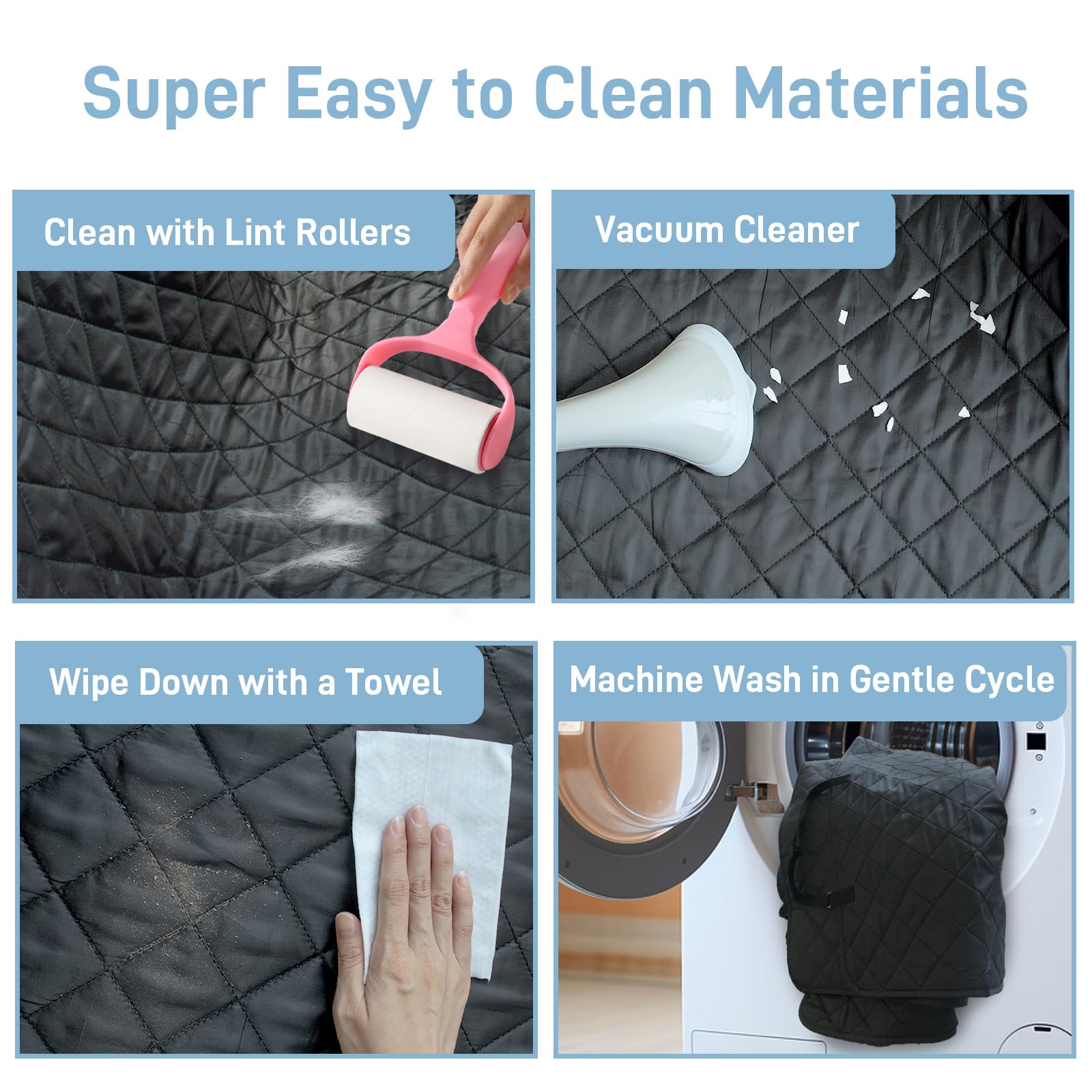 DMS PROTECTOR machine washable for quick cleanups after road trips.