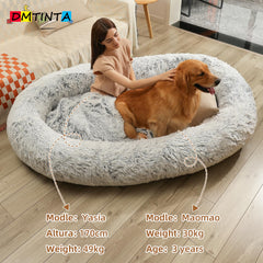 DMTINTA large dog bed plush fabric close-up emphasizes soft warmth
