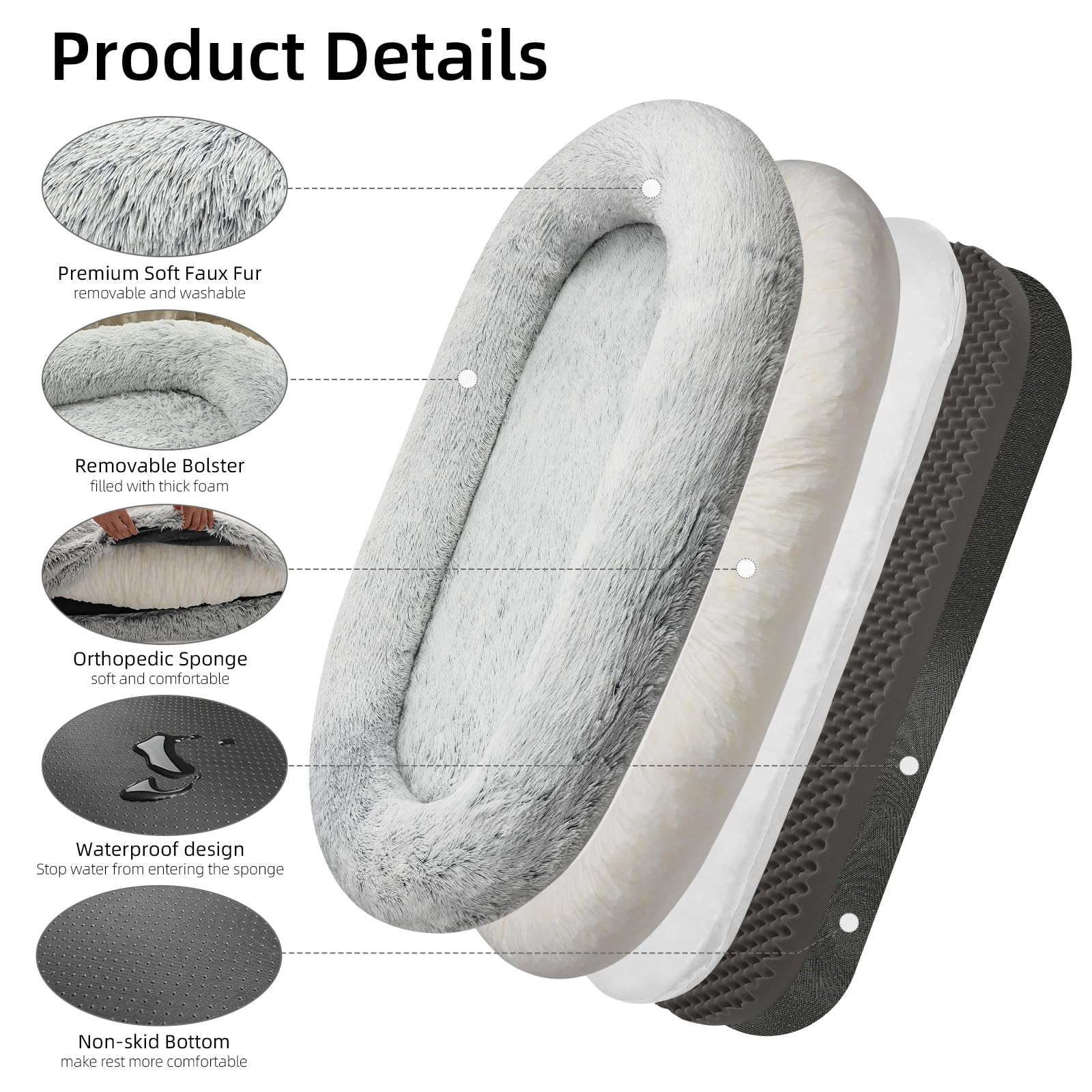 DMTINTA large dog bed side view highlights roomy area for shared naps