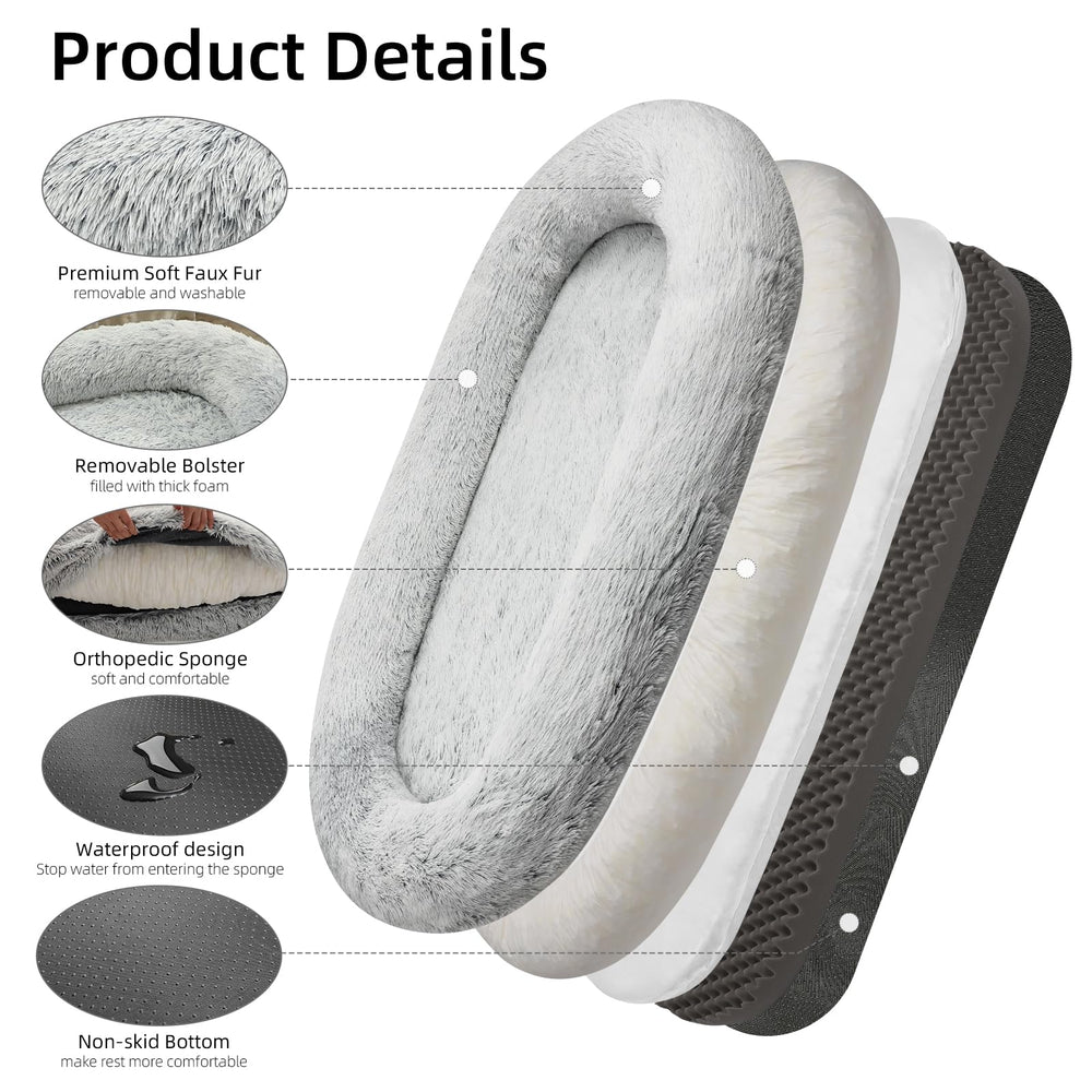 DMTINTA large dog bed side view highlights roomy area for shared naps