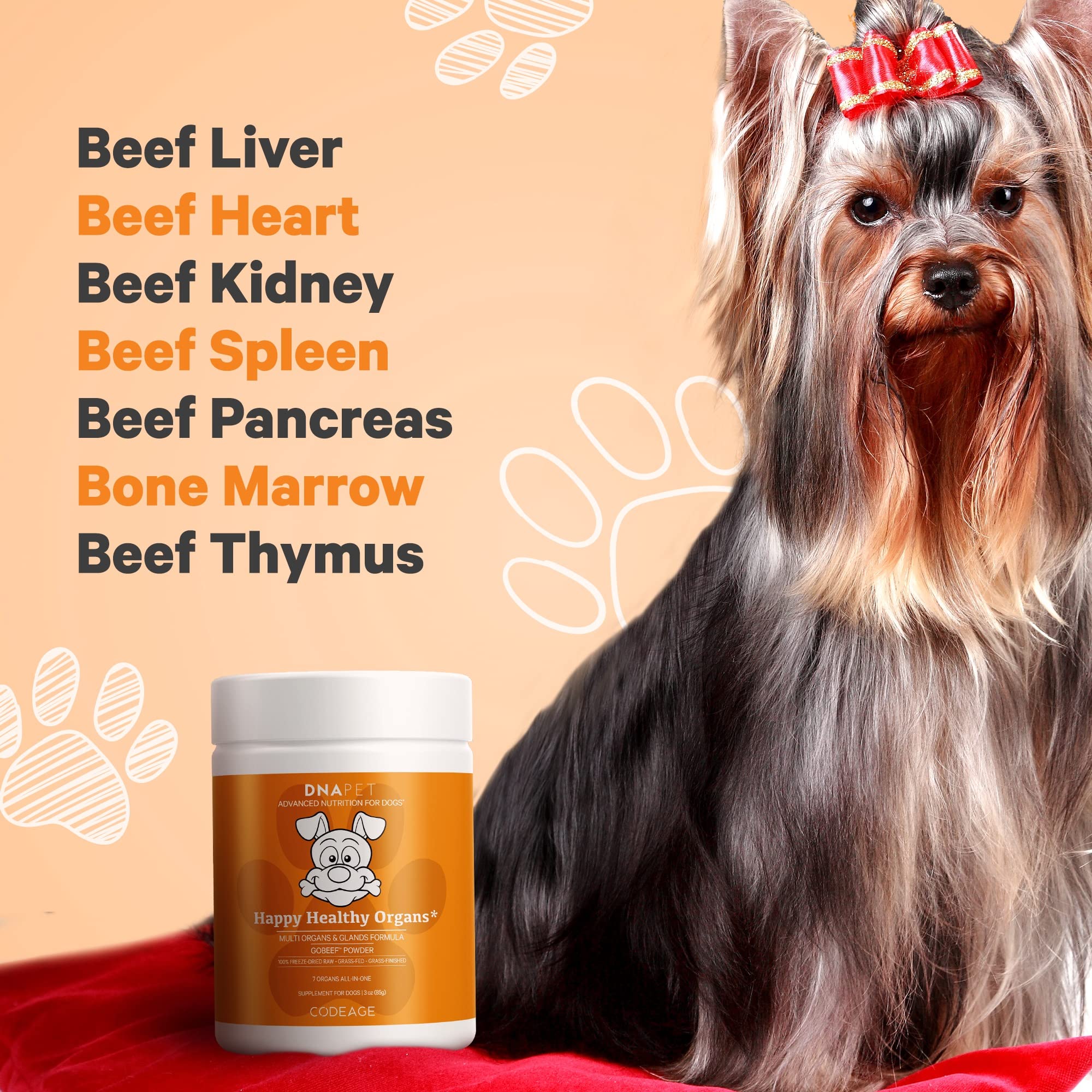 DNA PET Happy Healthy Organs bovine thymus piece signals diverse organ support.