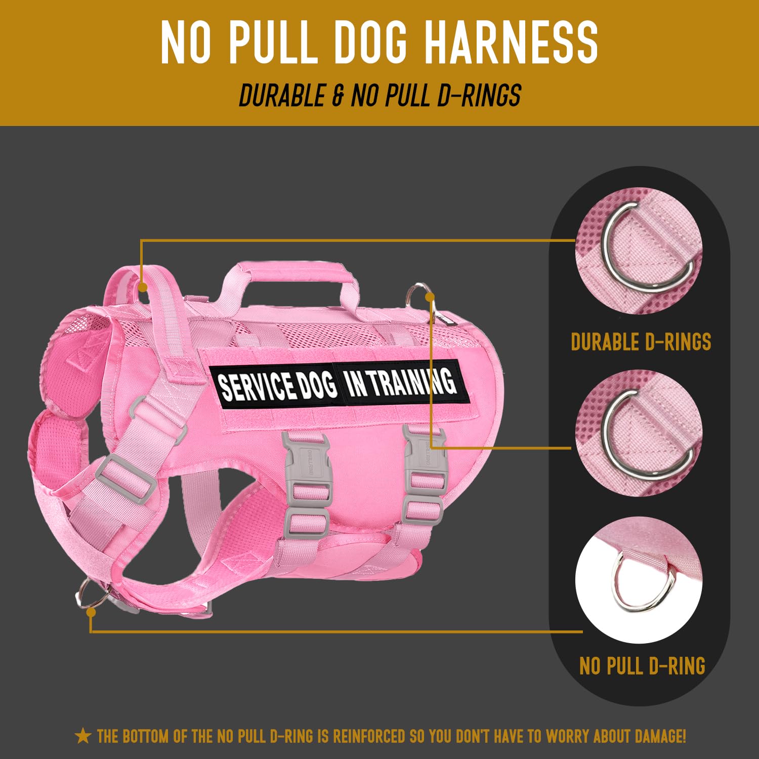 Dnallrino service-dog vest with MOLLE system for ready-to-carry patches and essentials