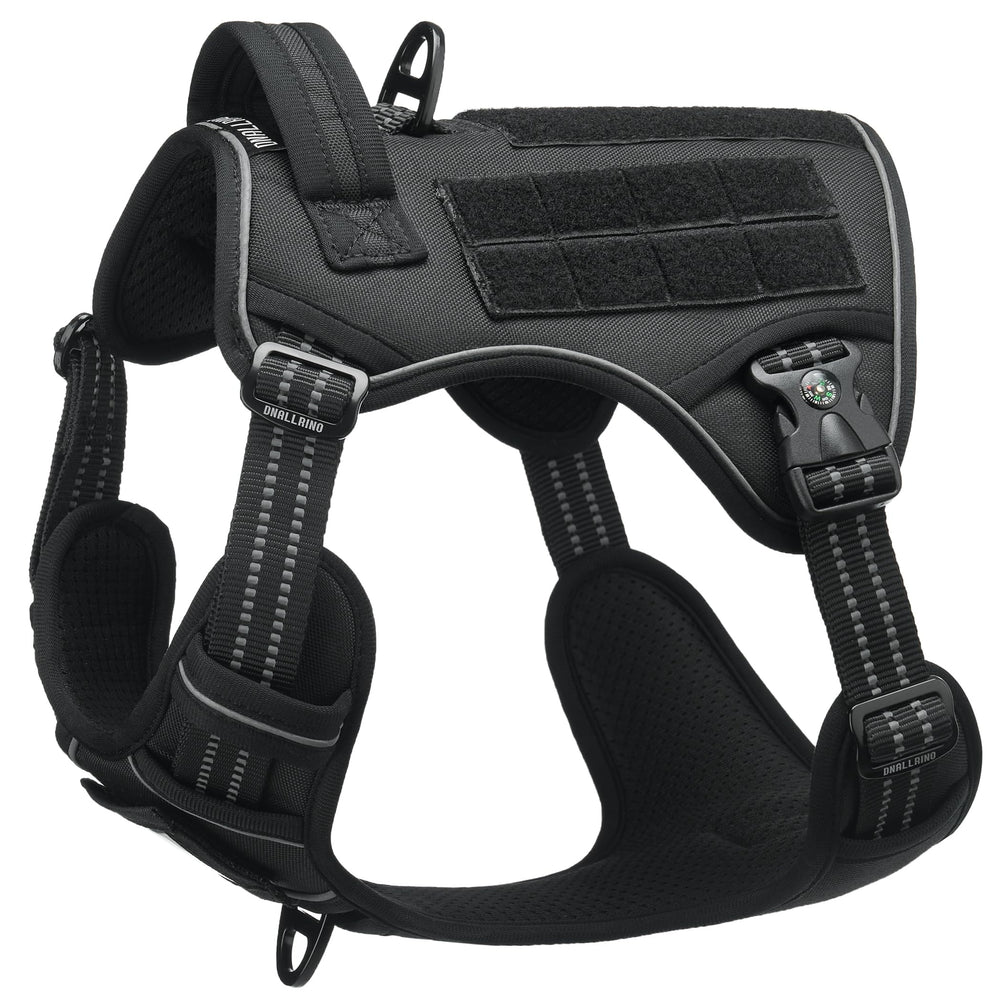 Dnallrino Tactical Dog Harness front view shows secure fit for medium to large dogs