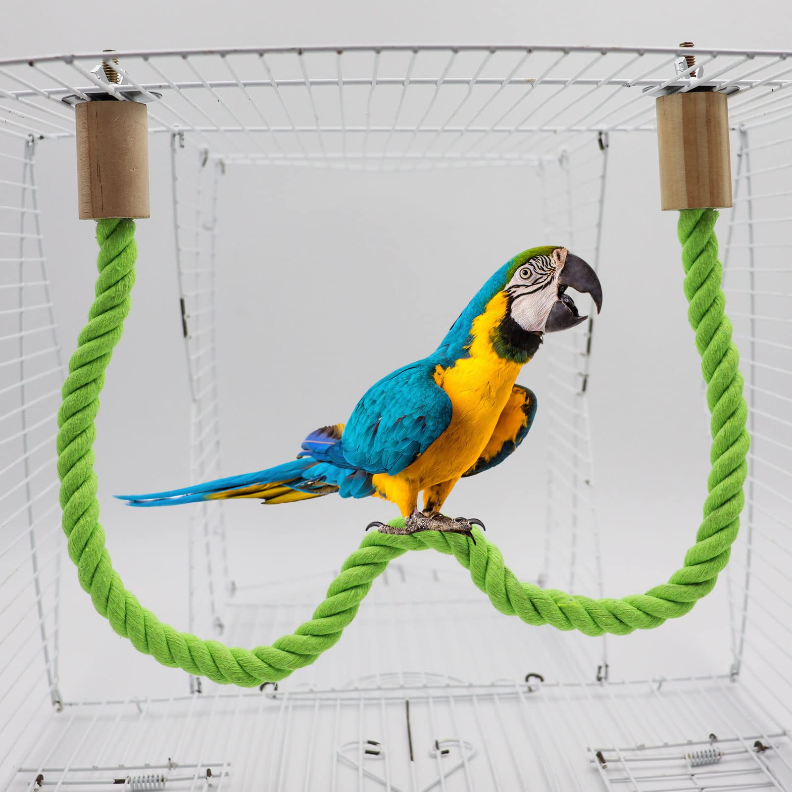 Dnoifne bird rope swing offers multiple fixing options for versatile cage placement.