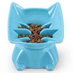 DNOYEUS small elevated slow-feeder cat bowl with tilted design supports comfortable feeding and slower eating