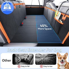 DNYKER back seat extender storage pockets keep snacks and toys within easy reach.