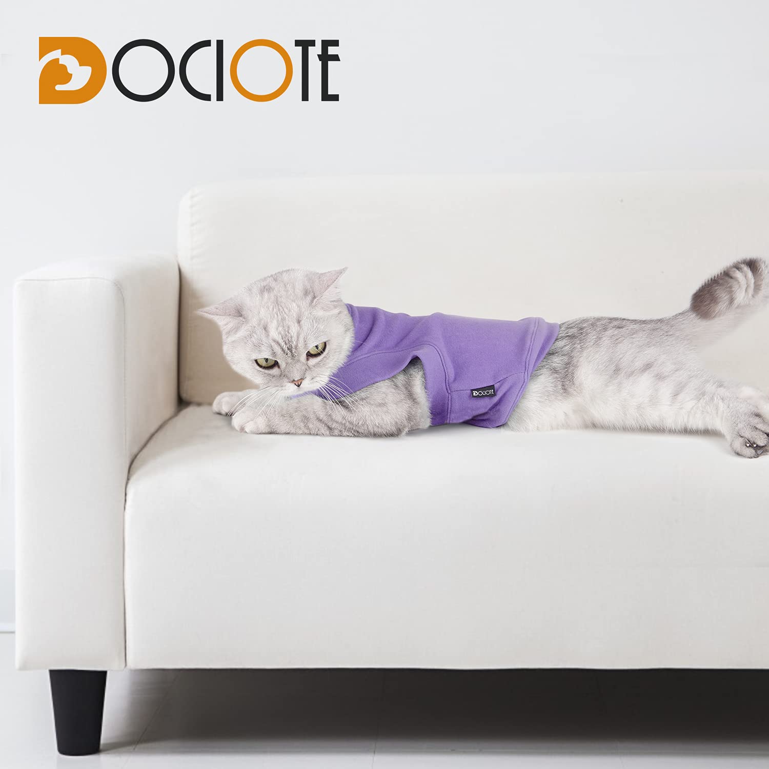 Dociote soft fleece dog sweatshirt size range S to XL displayed