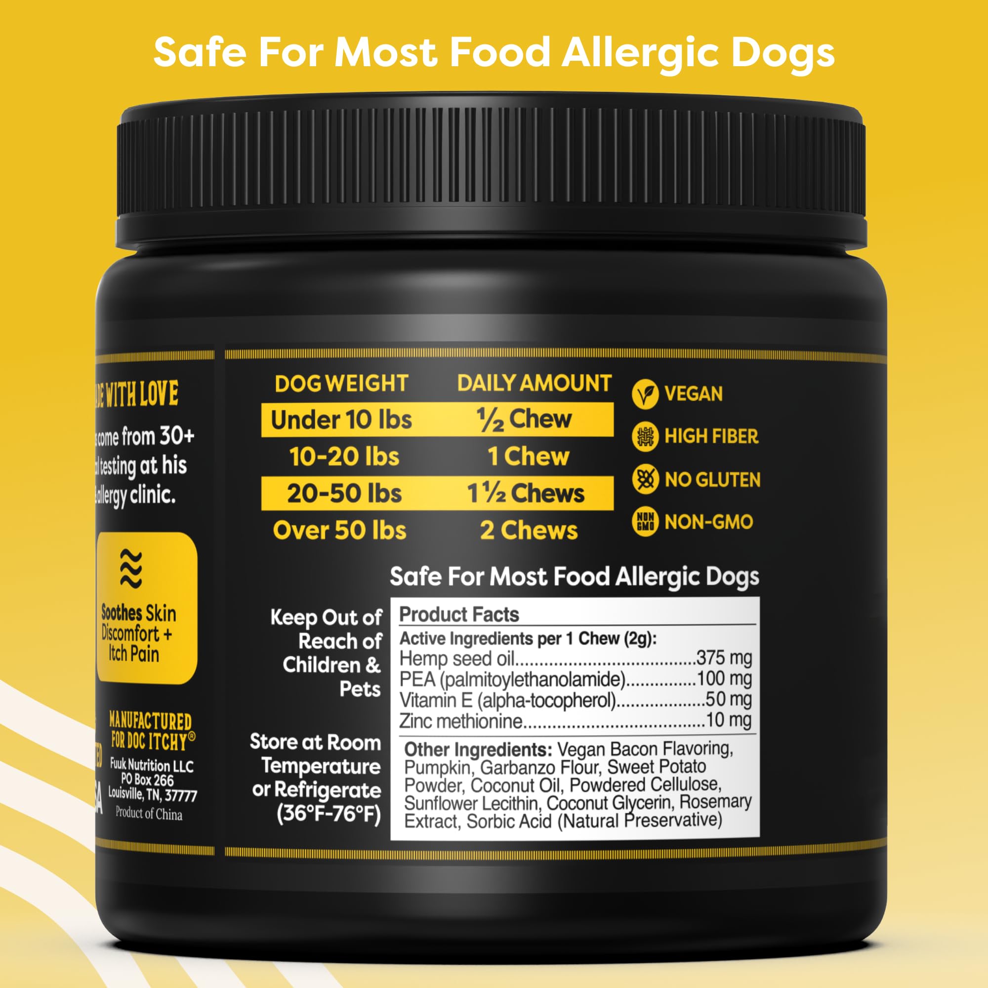 Doc Itchy 90-day-supply jar visual communicates long-term allergy care.