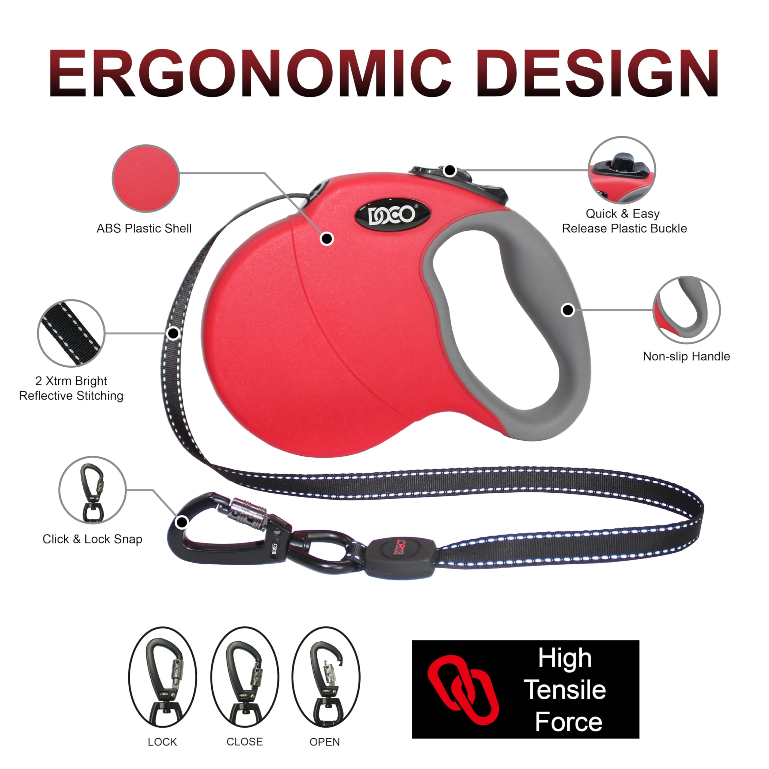 DOCO 360 swivel snap minimizes tangling during active dog movements