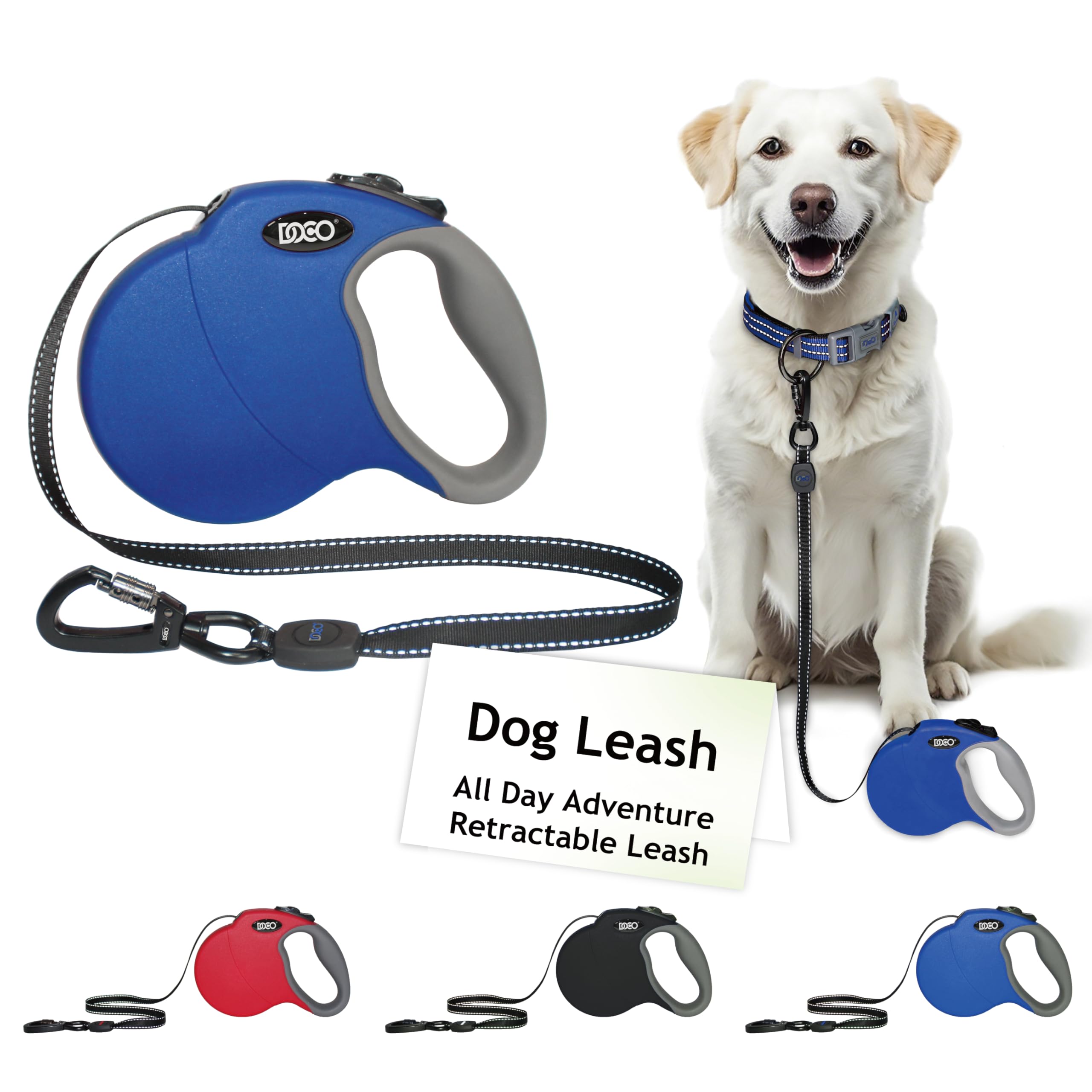 DOCO retractable leash blue 16ft provides controlled freedom during daily walks