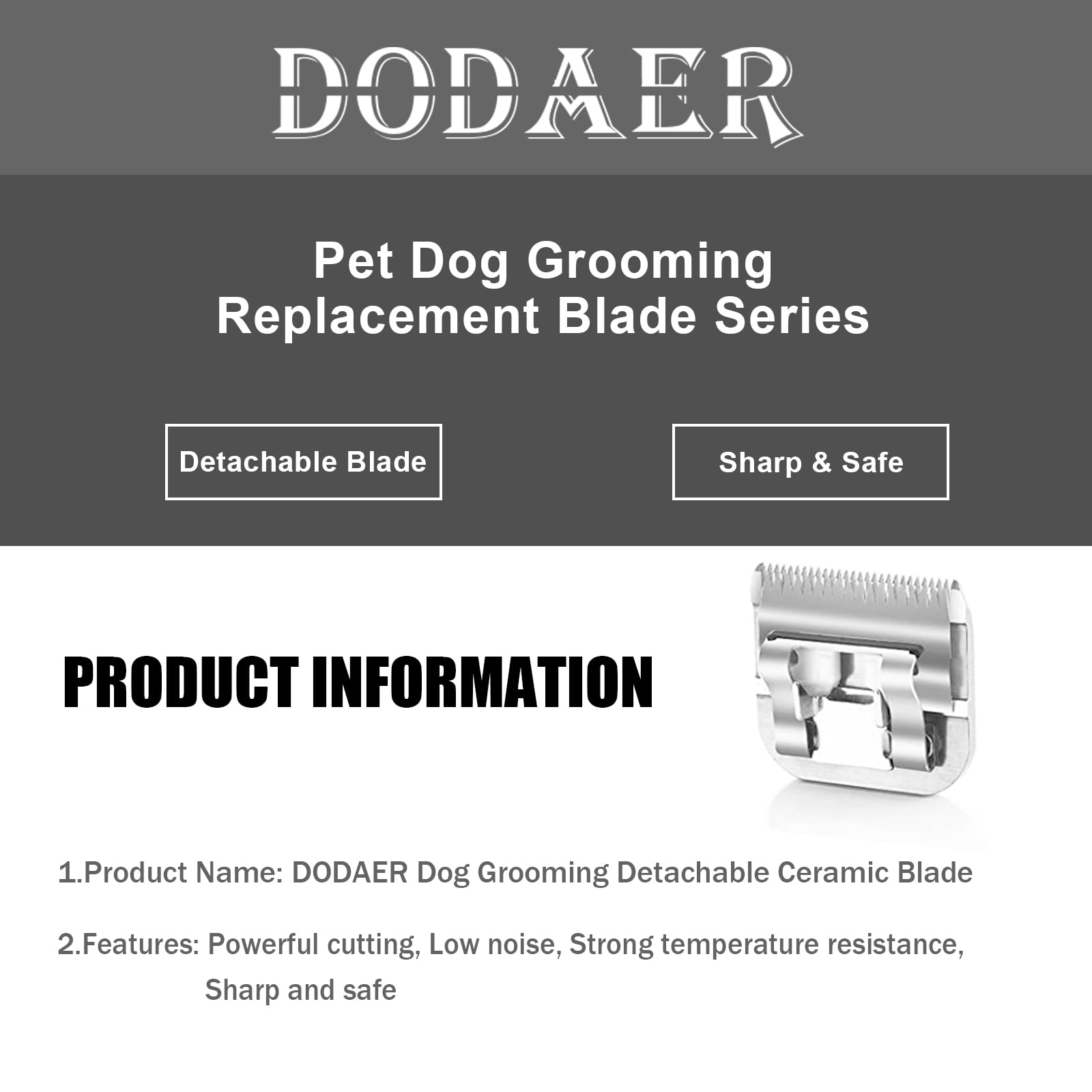 DODAER blade sizes chart closeup for 0.25–9.5mm trims
