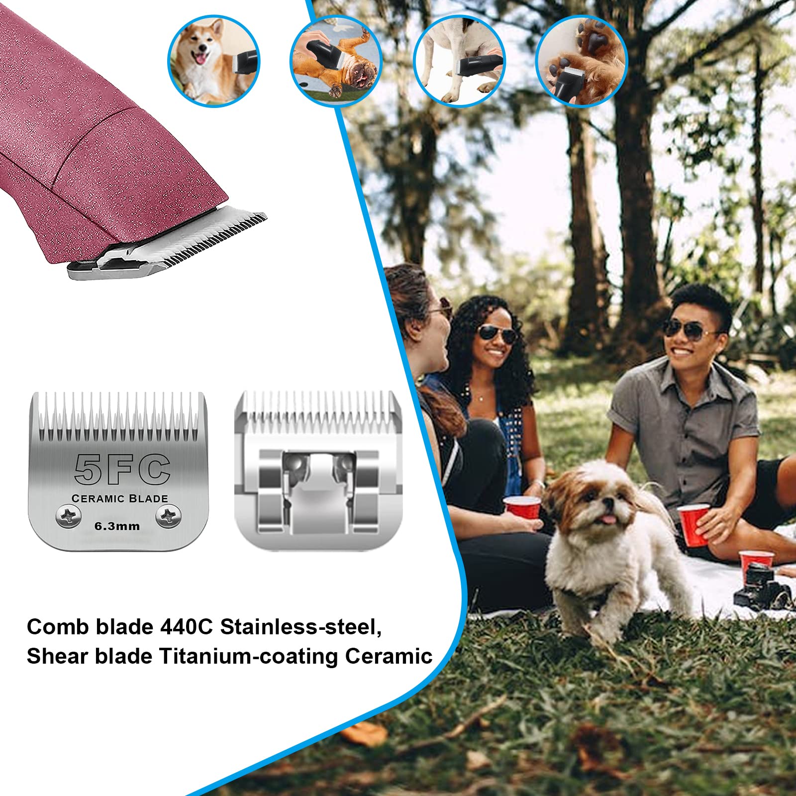 DODAER clipper compatibility with Andis, Oster A5, and Wahl KM-10 for versatile grooming