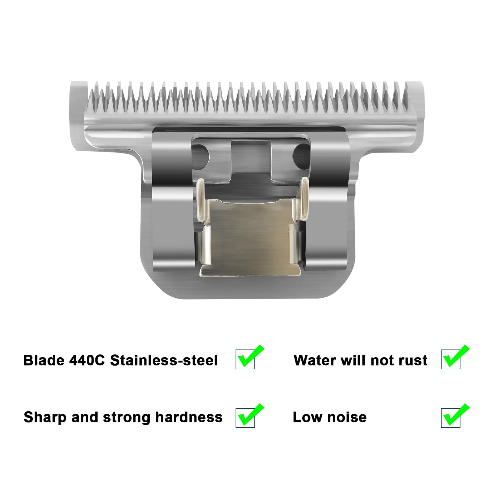 DODAER detachable blades demonstrate compatibility with Andis, Oster A5, and Wahl KM10 clippers.