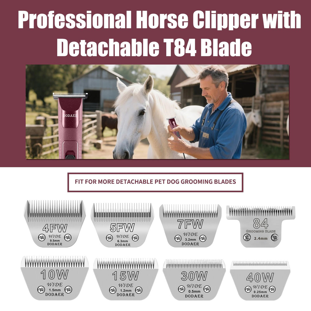 DODAER low-noise operation keeps horses calm during grooming.