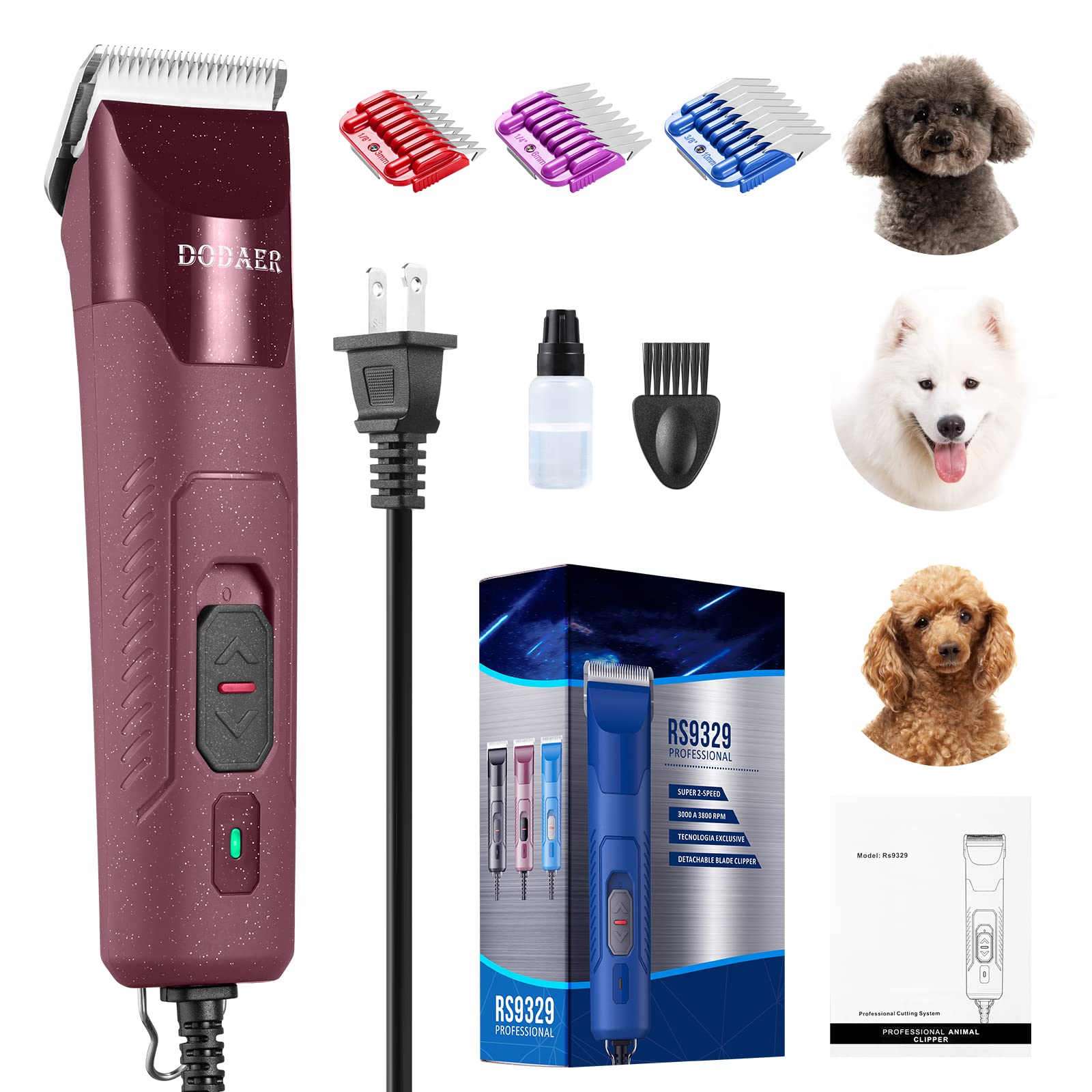 DODAER professional clipper front view for powerful grooming on thick coats.