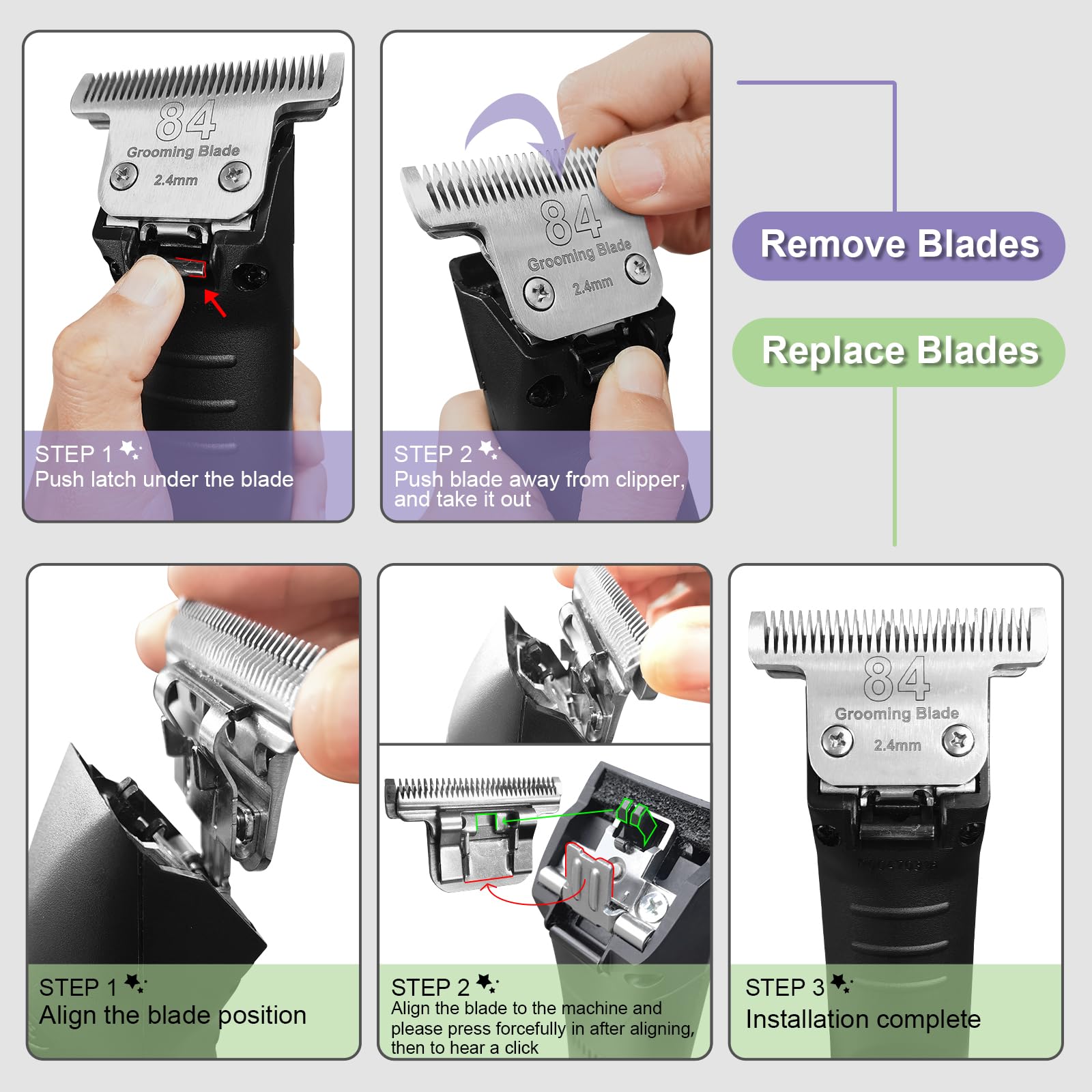 DODAER T84 blade clipper attachment view demonstrates easy mounting