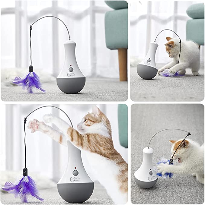 DOEL cat feather toy includes two interchangeable feathers for variety