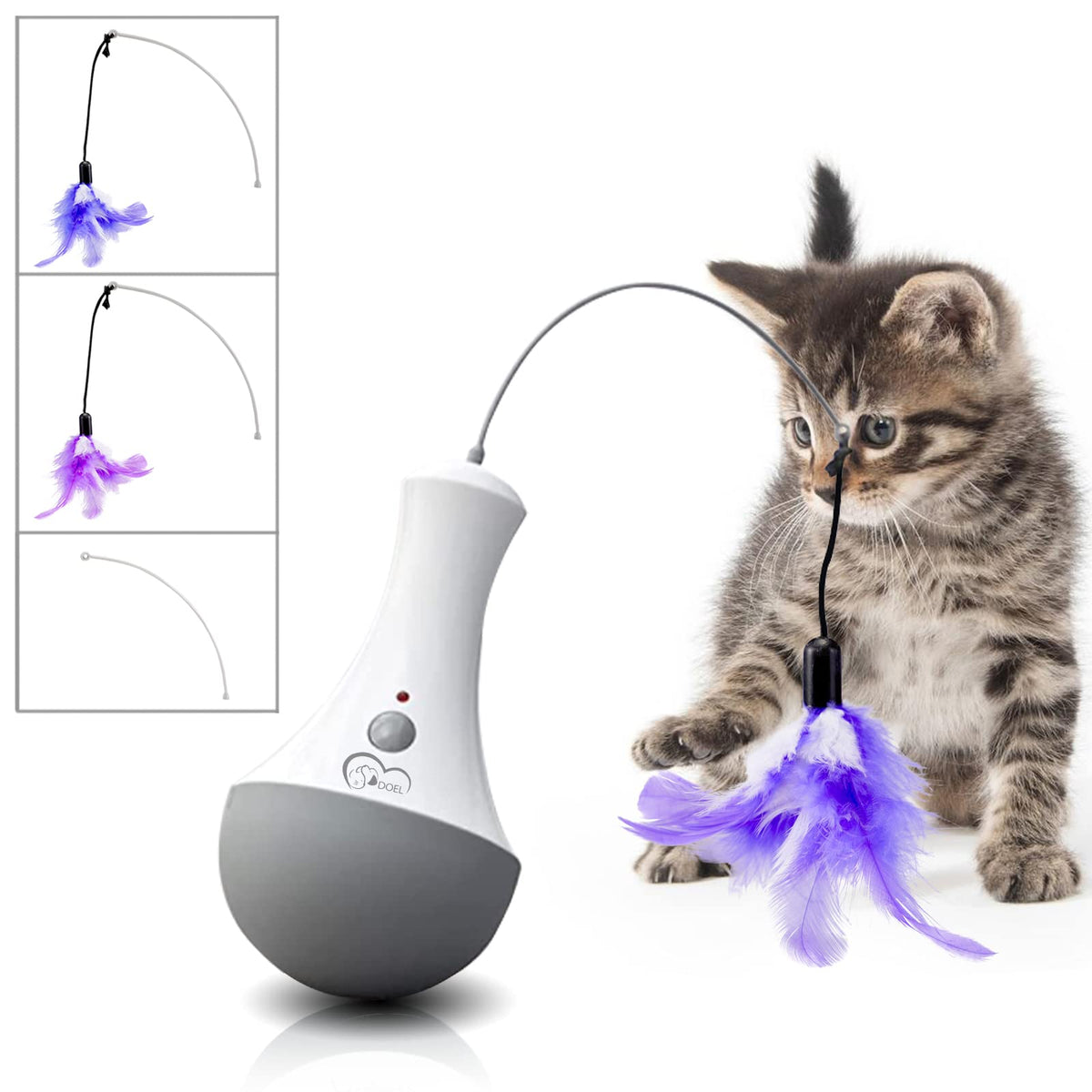 DOEL Interactive Cat Feather Toy spins for engaging indoor play