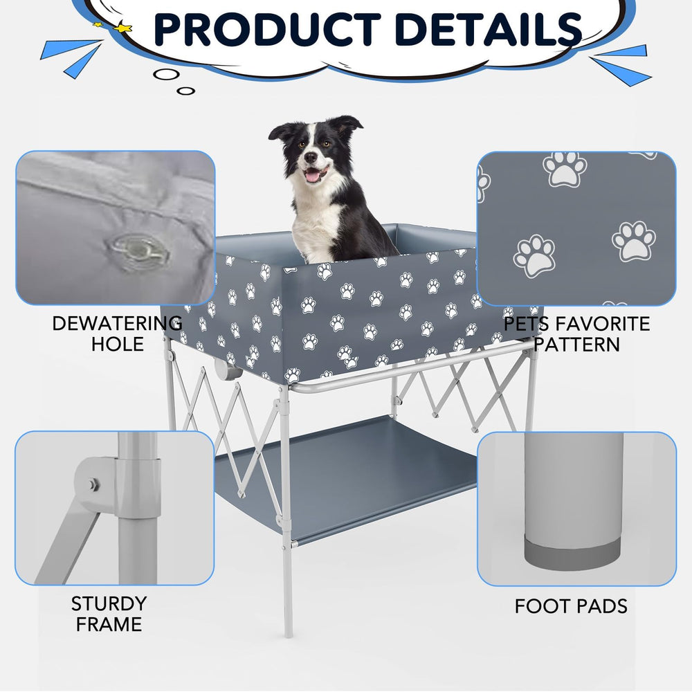 Doerpuz stainless steel tubing frame offers sturdy support during grooming.