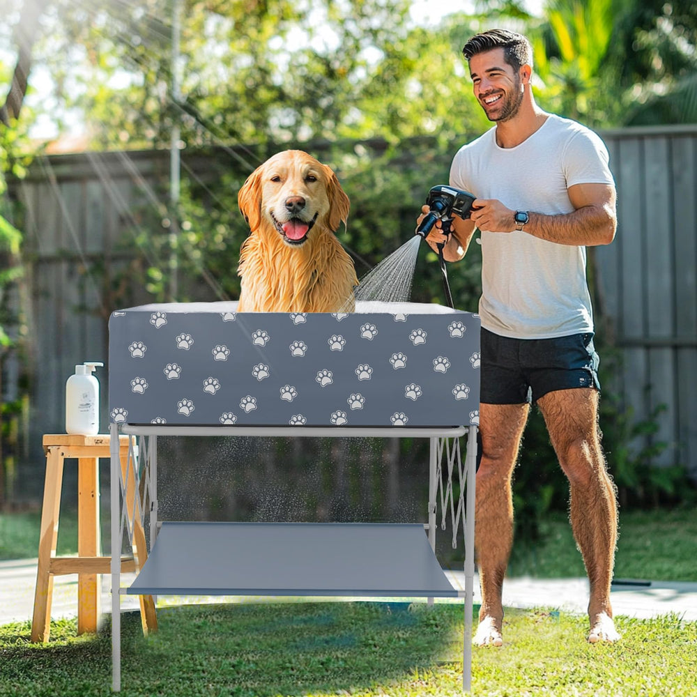 Doerpuz under-stowage compartment keeps towels and supplies within reach.