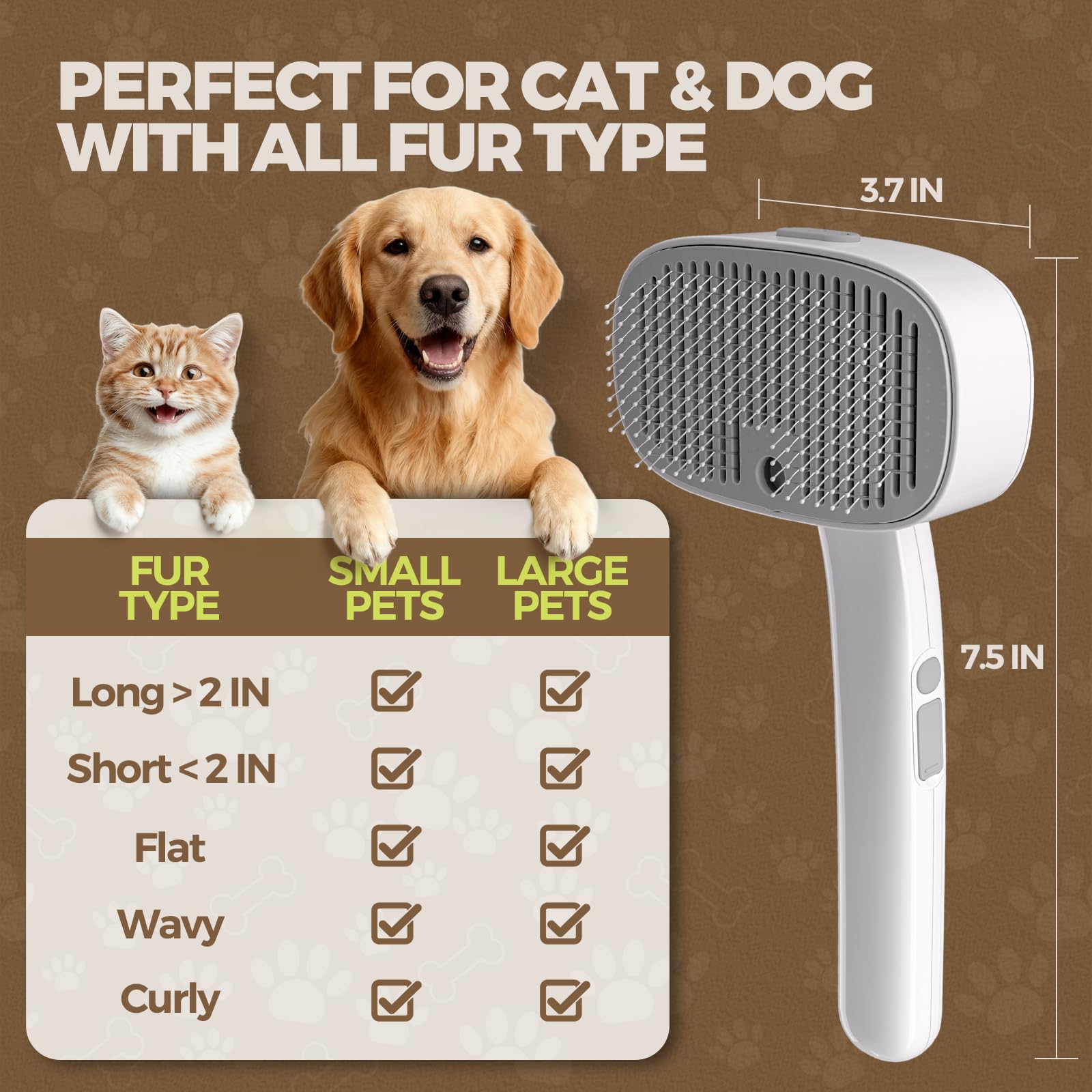 Doffur cat steam brush 60ml tank for longer grooming sessions