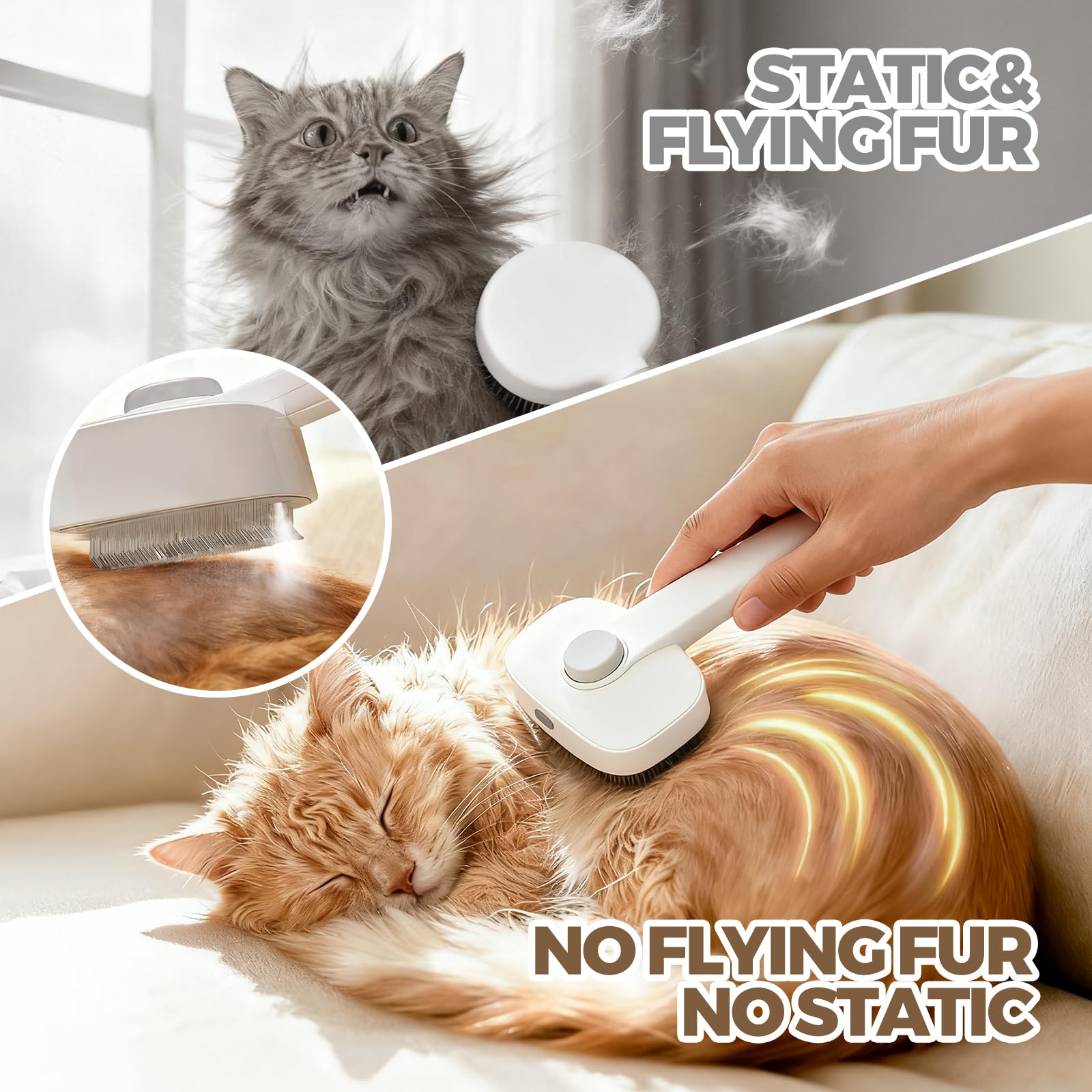 Doffur cat steam brush mist settings for sensitive coats
