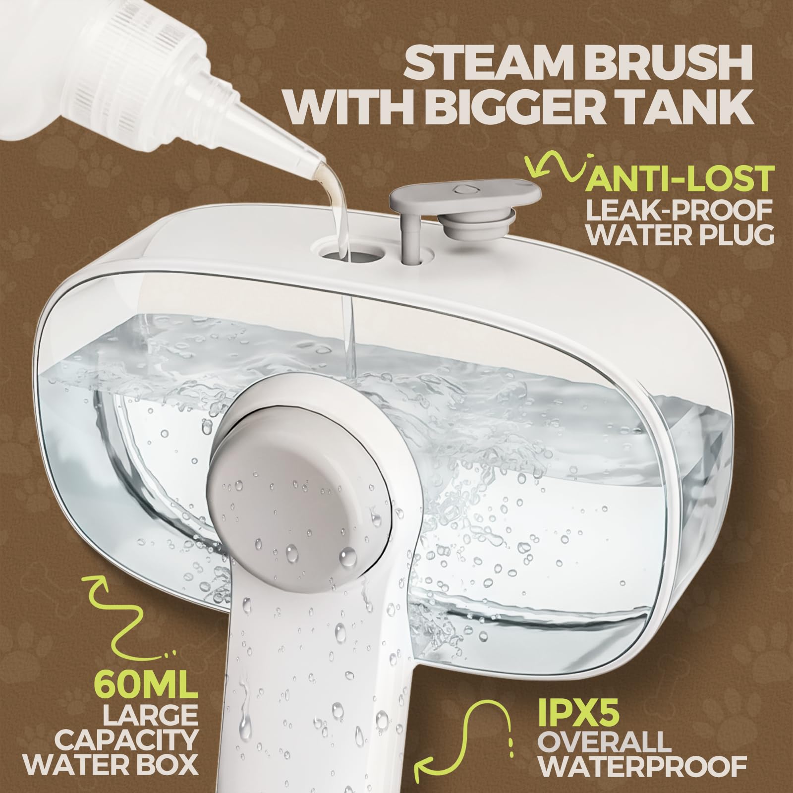 Doffur Pet Steam Brush self-cleaning button for quick maintenance.