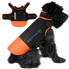 dog armour PRO protective dog harness orange front view highlights adjustable fit for pets